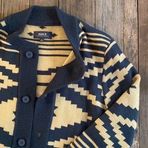 Roark blue and tan cardigan